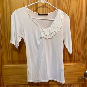 THE LIMITED 💯 modal Ivory Dress T-Shirt with ruffle neckline